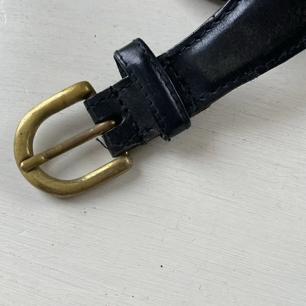 Vintage Lawton Harbor Black Genuine Leather Western Braided Belt